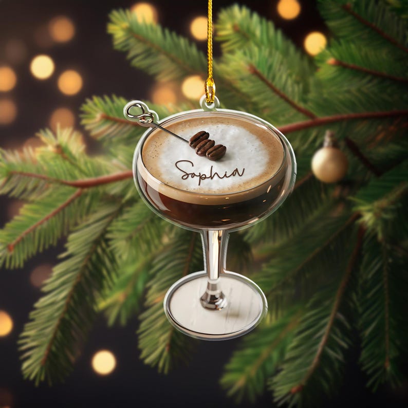 Personalized Espresso Martini Christmas Ornament, Espresso Martini Ornament, Holiday Ornament, Espresso Martini Gift, Cocktail Lover Gift