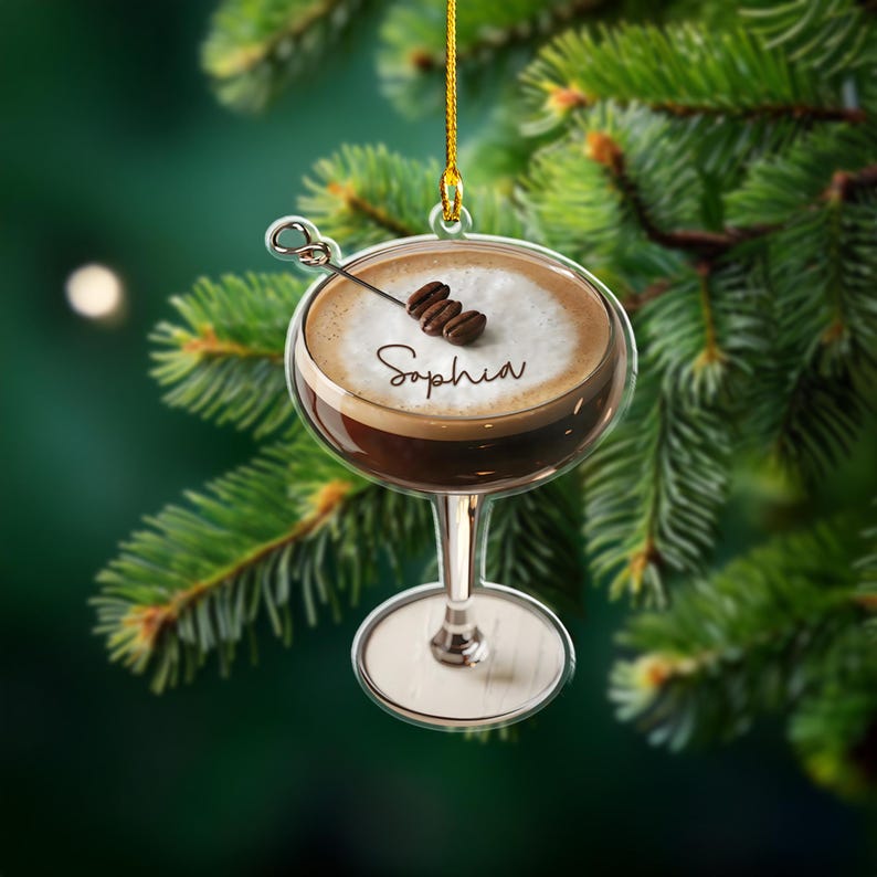 Personalized Espresso Martini Christmas Ornament, Espresso Martini Ornament, Holiday Ornament, Espresso Martini Gift, Cocktail Lover Gift