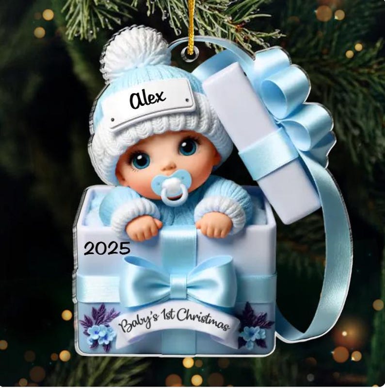 Personalized Acrylic Baby's First Christmas Ornament: New Parent Gift