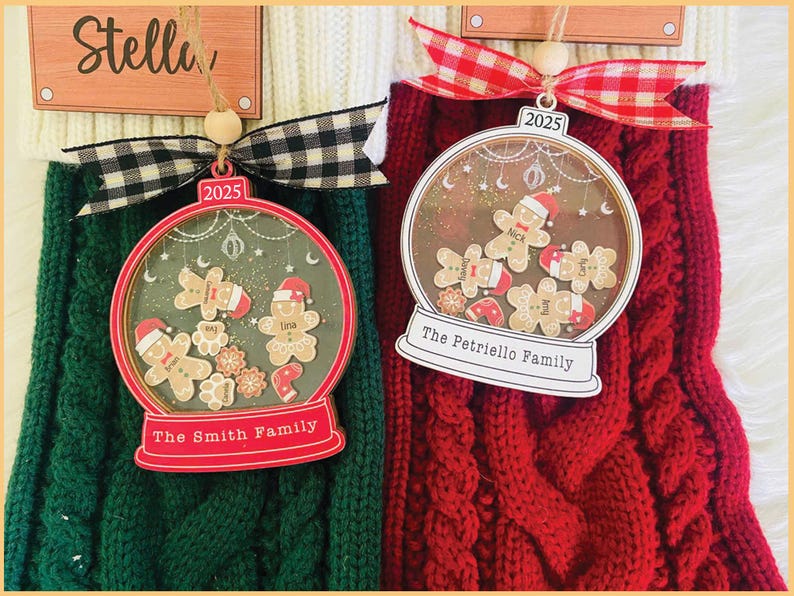 Personalized Gingerbread Family Ornament With Hat, Custom Family Christmas Ornament 2025, 4D Cookie Keepsake Holiday Gift