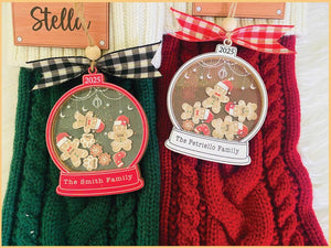 Personalized Gingerbread Family Ornament With Hat, Custom Family Christmas Ornament 2025, 4D Cookie Keepsake Holiday Gift