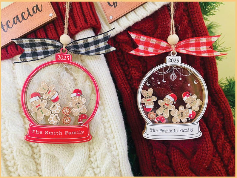 Personalized Gingerbread Family Ornament With Hat, Custom Family Christmas Ornament 2025, 4D Cookie Keepsake Holiday Gift