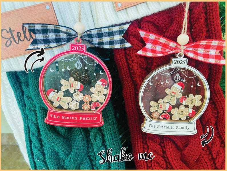 Personalized Gingerbread Family Ornament With Hat, Custom Family Christmas Ornament 2025, 4D Cookie Keepsake Holiday Gift