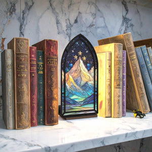 Fantasy Book Nook for Bookaholic, Stained Glass Candle Holder, Fantasy Book Lover & Reader Gift, Bookshelf Decor, Library Decor,Bookish Gift