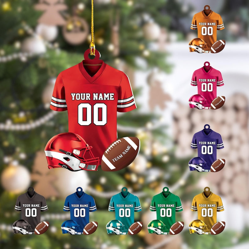 Personalized Football American Christmas Ornament, Custom Name Ornament, Christmas 2025 Ornament, Flat 2D Ornament, Gift for Boyfriend