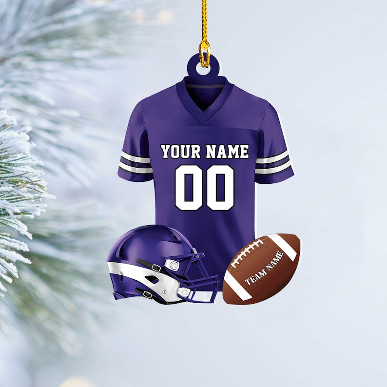 Personalized Football American Christmas Ornament, Custom Name Ornament, Christmas 2025 Ornament, Flat 2D Ornament, Gift for Boyfriend