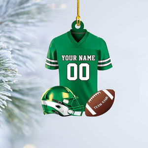 Personalized Football American Christmas Ornament, Custom Name Ornament, Christmas 2025 Ornament, Flat 2D Ornament, Gift for Boyfriend