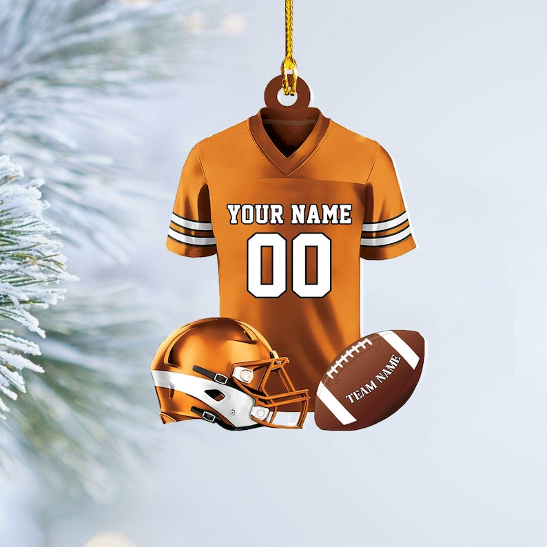 Personalized Football American Christmas Ornament, Custom Name Ornament, Christmas 2025 Ornament, Flat 2D Ornament, Gift for Boyfriend