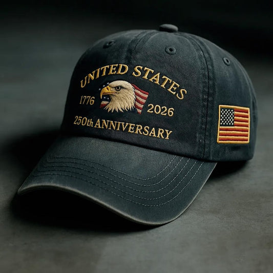 250th Anniversary Embroidered Trucker Hat: U.S. Tribute Retro Cap
