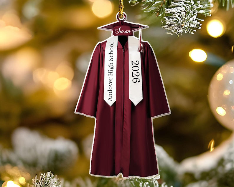 Personalized Graduation Ornament, Class of 2026 Ornament, High School Graduation Gift, College Graduated, New Graduate Gift, School Name