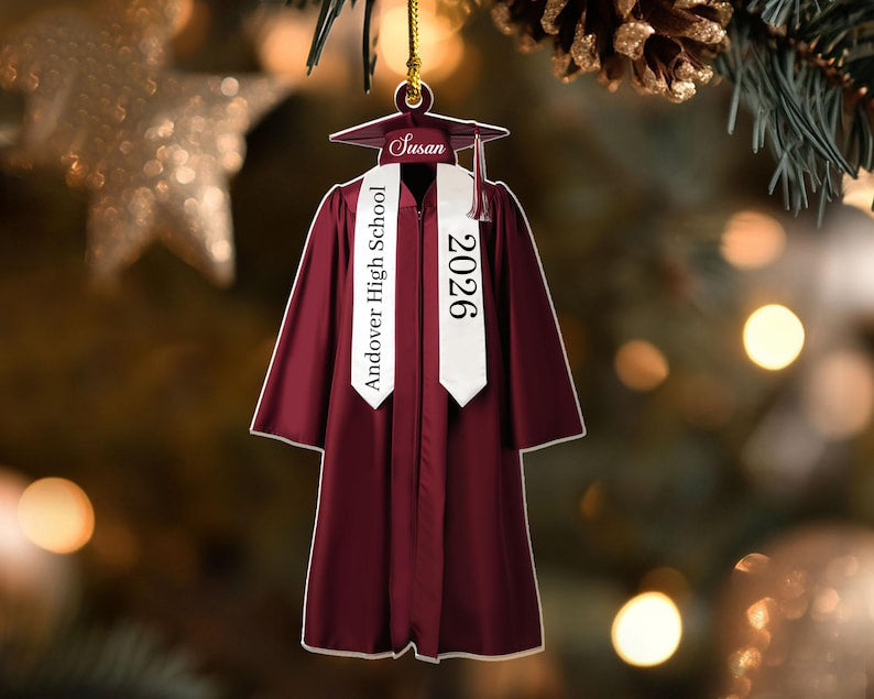 Personalized Graduation Ornament, Class of 2026 Ornament, High School Graduation Gift, College Graduated, New Graduate Gift, School Name