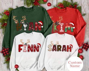 Family Christmas Name Shirt, Doodle Alphabet Family Christmas Shirt, Personalized Christmas Family T-Shirt, Custom Christmas Shirt With Name