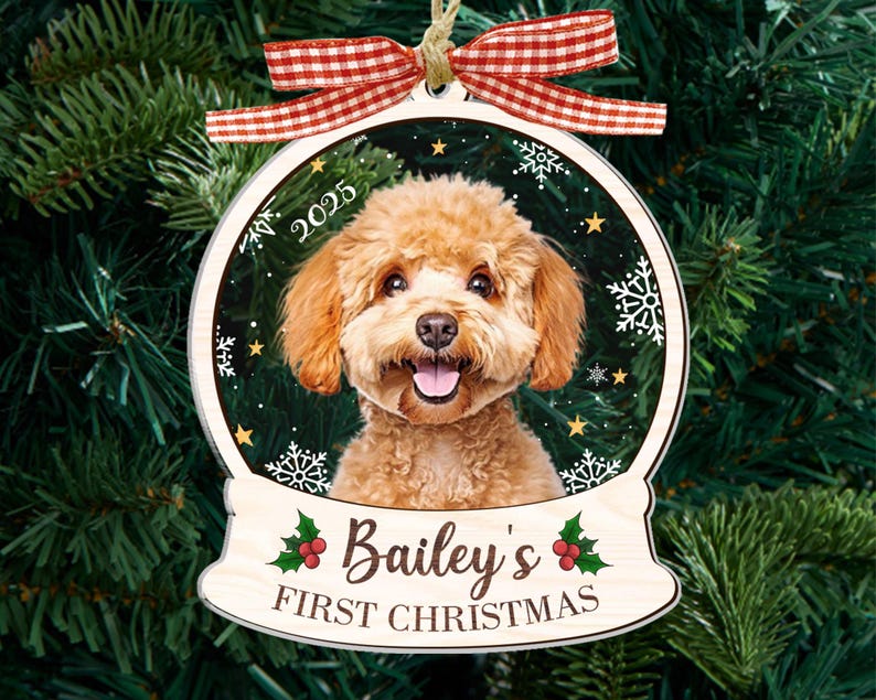 Personalized Puppys First Christmas Ornament 2025: Custom Dog Photo Ornament