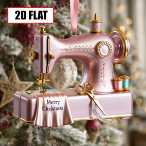 Custom Sewing Machine Christmas Ornament, Tree Hanging Decor, Flat 2D Acrylic, Gift for Seamstress Tailor Quilter Sewer, Christmas Keepsake