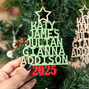 Family Christmas Ornament, Custom Christmas Tree Name Decoration, Christmas Tree Ornament with Family Names, Xmas Gift, 2025 Family Ornament