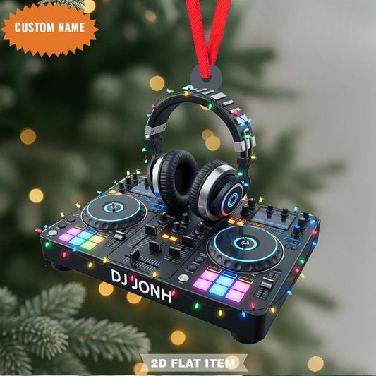 Custom Name DJ Christmas Ornament, Flat 2D Ornament, Gift For Him, Boyfriend, Music Dj Ornament, Music Lover Gift, DJ Headphones Keepsake