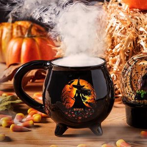 Personalized Witch Cauldron Mug: Gothic Halloween Coffee Cup