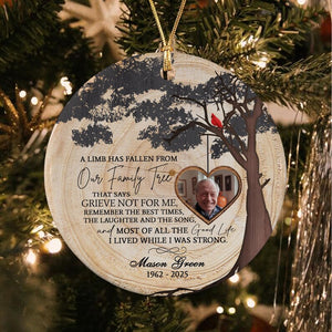 Memorial Ornament, A Limb Has Fallen Ornament, Christmas Photo Ornaments Gift For Loss Of Loved One, Family Tree Ornament Condolence Gift