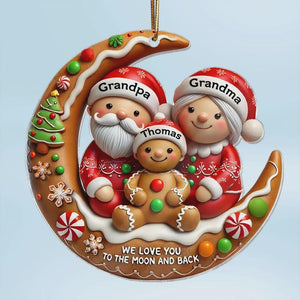 Personalized Gingerbread Grandparent & Grandchild Moon Ornament