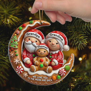 Personalized Gingerbread Grandparent & Grandchild Moon Ornament