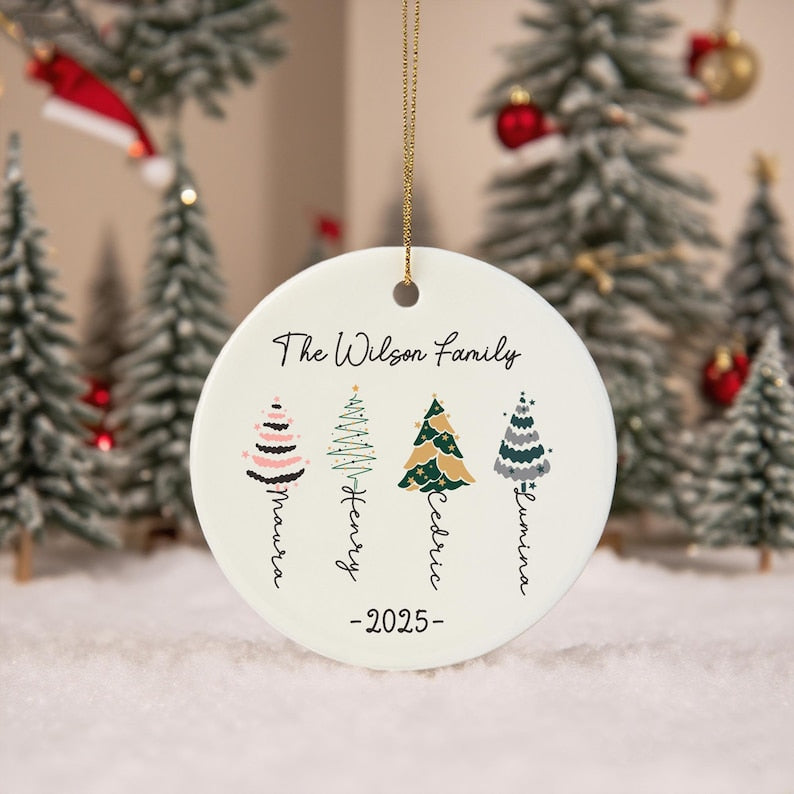 Personalised Christmas Bauble, 2025 Family Christmas Ornament, Famliy Tree Buable, Christmas Tree Decoration, Family Keepsake, Xmas Gift