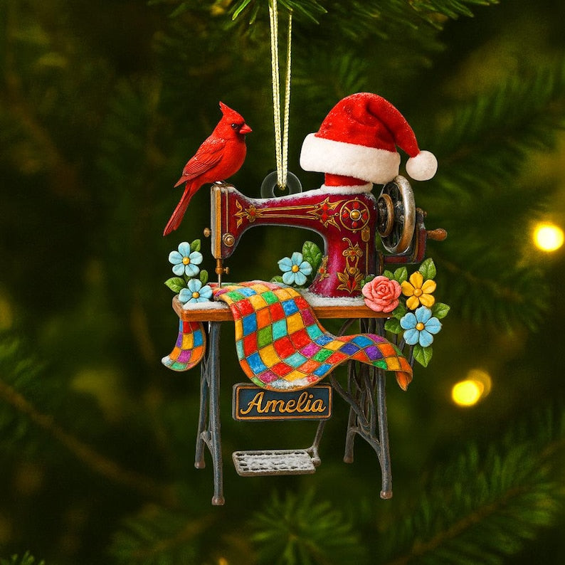 Personalized Sewing Machine Ornament: Acrylic Seamstress Gift