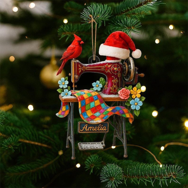 Personalized Sewing Machine Ornament: Acrylic Seamstress Gift