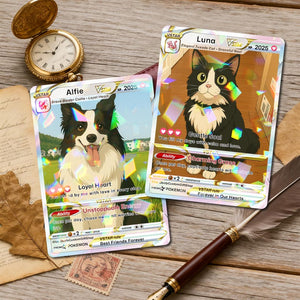 Custom Pet Pokemon Card | Personalized Dog Cat Portrait, Anime Style Card, Pet memorial, Pet Gift, Dog Gift, Cat Gift, Pet Lover Gift