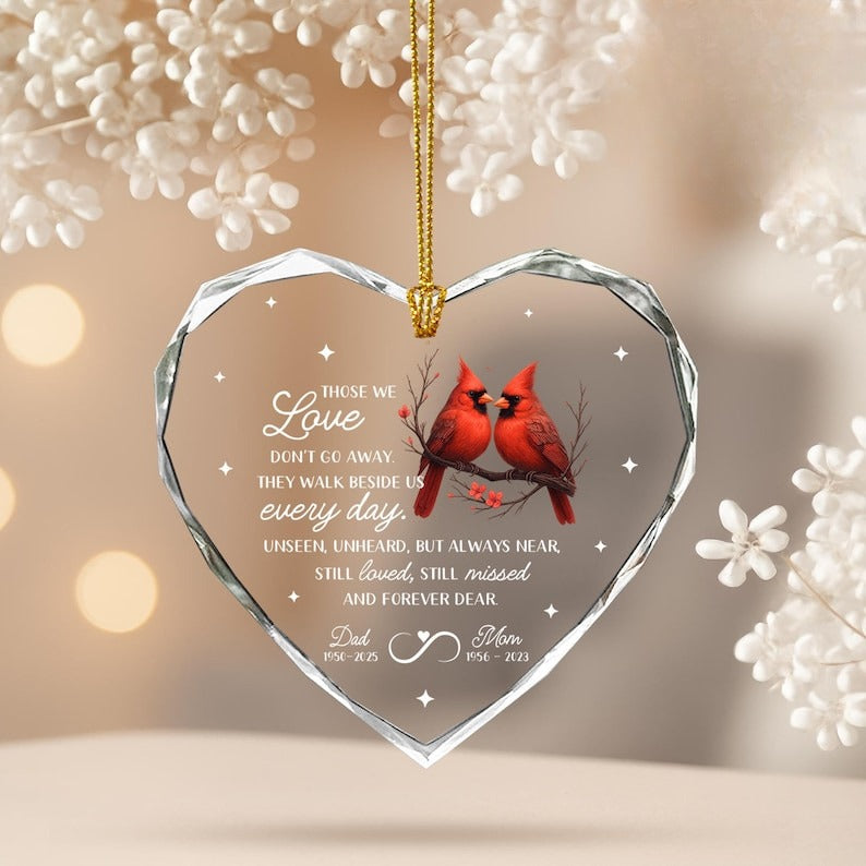Custom Memorial Ornament, Loss Of Parents Gift, Remembrance Christmas Ornament With Cardinals, Memorial Day,Mom Loss Ornament,Loss of Father