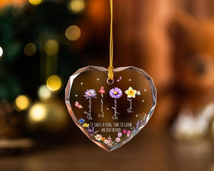 Personalized Stained Glass Friendship Ornament,Best Friend Birth Flower Ornament With Name,It Takes A Long Time To Grow An Old Friend