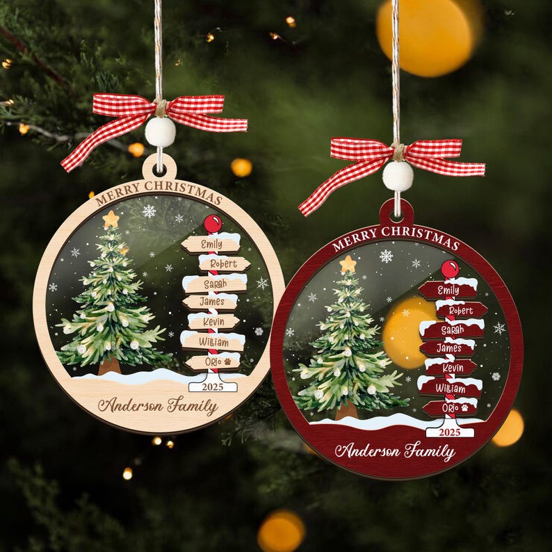 Family Name Christmas Tree Ornaments, Personalized Family Name Ornament, Christmas Tree Ornament Family Names 2025, Holiday Keepsake