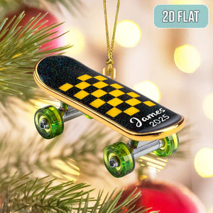 Personalized Skateboard Christmas Ornament, Custom Skateboard Lover Ornament, Cool Gift for Teen Boys Girls Skaters, Sports Tree Decor