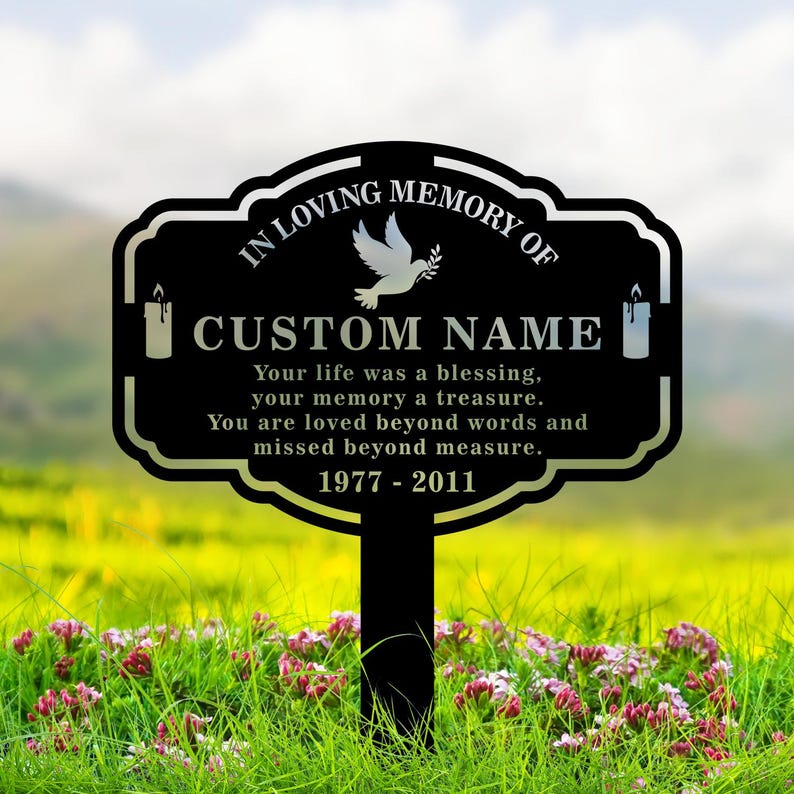 Custom Memorial Metal Sign, Personalized Remembrance Sign, Outdoor Grave Marker Plaque, In Loving Memory Metal Sign, Remembrance Stake