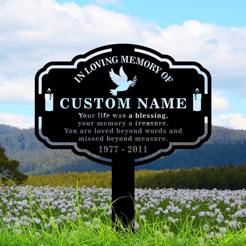 Custom Memorial Metal Sign, Personalized Remembrance Sign, Outdoor Grave Marker Plaque, In Loving Memory Metal Sign, Remembrance Stake