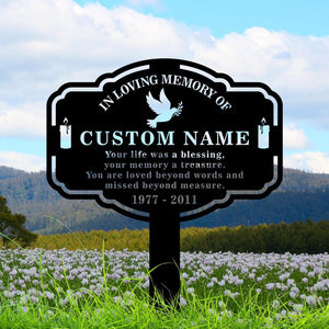 Custom Memorial Metal Sign, Personalized Remembrance Sign, Outdoor Grave Marker Plaque, In Loving Memory Metal Sign, Remembrance Stake