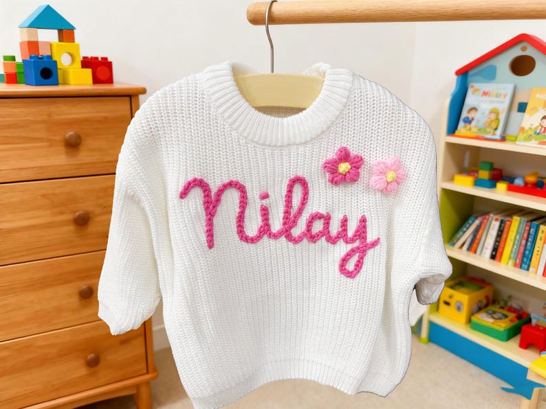 Custom hand embroidered Name Sweater Baby , Custom Baby Name Sweater, baby boy name sweater,personalised baby jumper