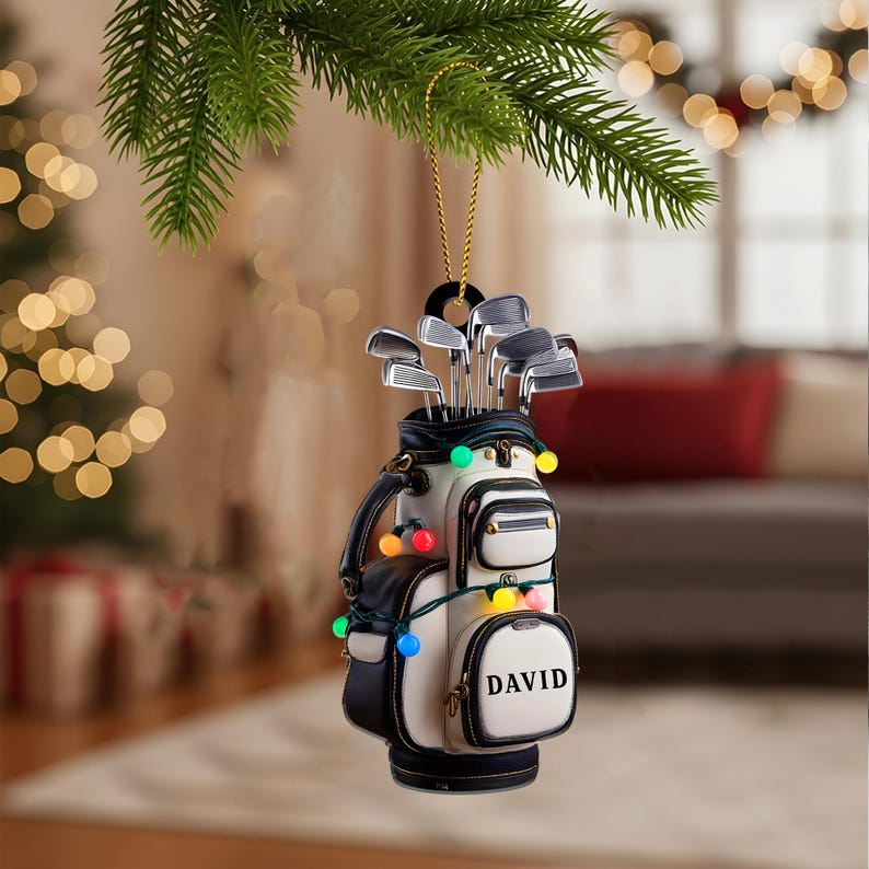 Personalized Golf Bag Ornament Custom Name Golf Lover Christmas Tree Decoration Gift for Golf Enthusiasts Holiday Keepsake