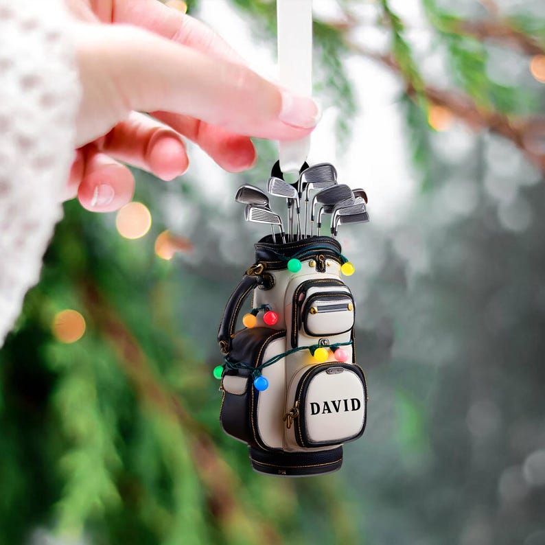 Personalized Golf Bag Ornament Custom Name Golf Lover Christmas Tree Decoration Gift for Golf Enthusiasts Holiday Keepsake