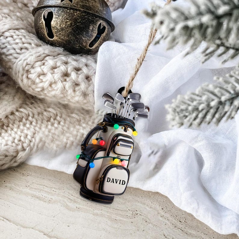 Personalized Golf Bag Ornament Custom Name Golf Lover Christmas Tree Decoration Gift for Golf Enthusiasts Holiday Keepsake