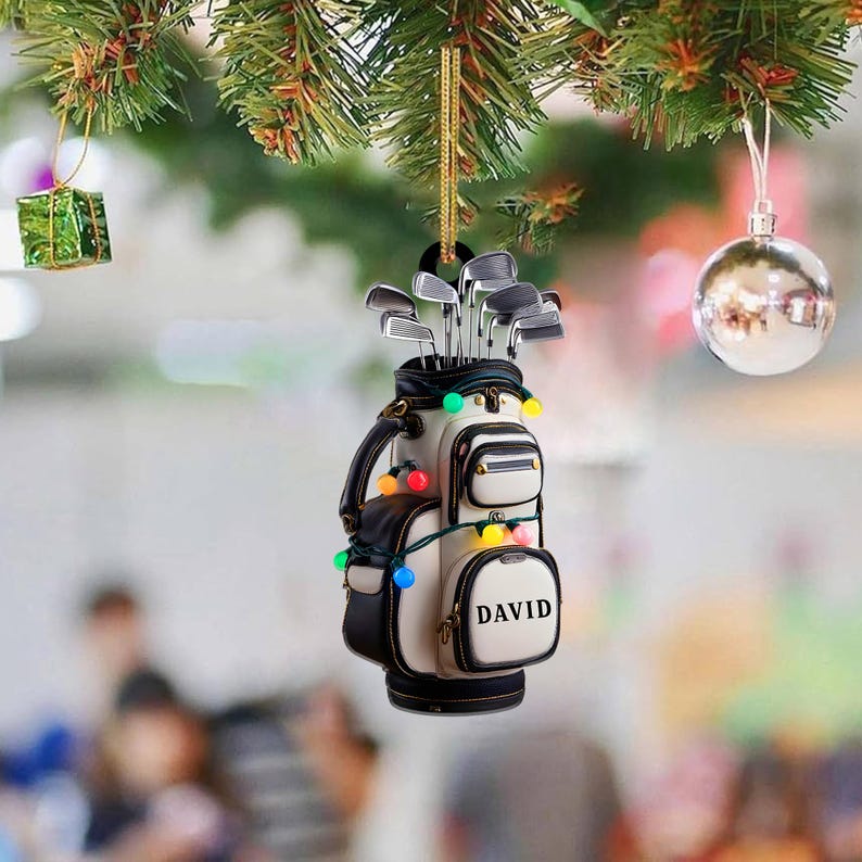 Personalized Golf Bag Ornament Custom Name Golf Lover Christmas Tree Decoration Gift for Golf Enthusiasts Holiday Keepsake