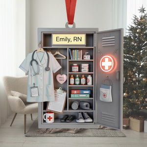 Custom Nurse Locker 2D Flat Acrylic Ornament, Custom Medical Christmas Gift for RN, Doctor, Healthcare Worker, Hospital Staff Holiday Decor