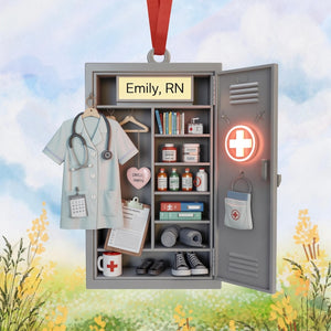 Custom Nurse Locker 2D Flat Acrylic Ornament, Custom Medical Christmas Gift for RN, Doctor, Healthcare Worker, Hospital Staff Holiday Decor