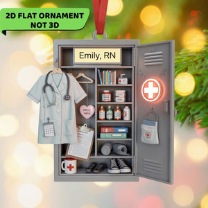 Personalized Nurse Christmas Ornament: RN Scrubs, Acrylic 2D Design
