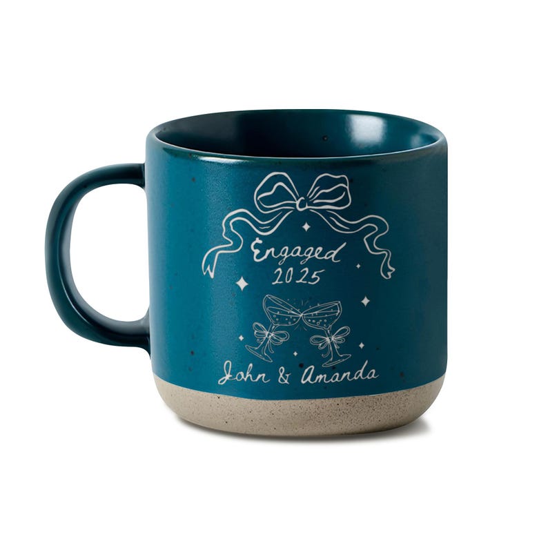 Personalised Engagement Pottery Mug, Custom Wedding Mugs, Engagement Gifts For Bride, Pottery Gifts For Wedding, Custom Engagement Gift