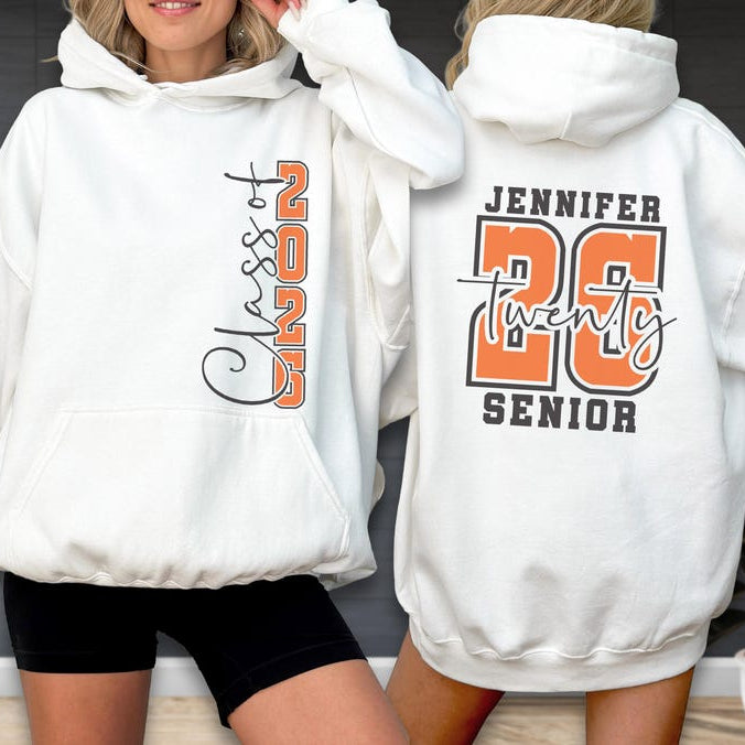 Senior Hoodie, Custom Name Class Of 2026 Sweatshirt, Graduation Gift For Her, Senior Name Sweat, Personalized High School Top