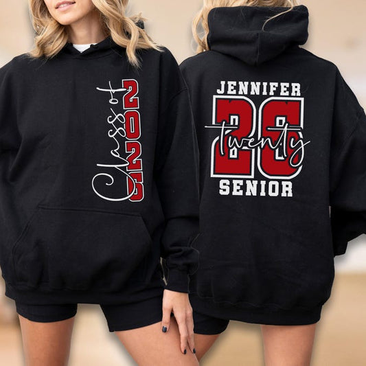 Senior Hoodie, Custom Name Class Of 2026 Sweatshirt, Graduation Gift For Her, Senior Name Sweat, Personalized High School Top
