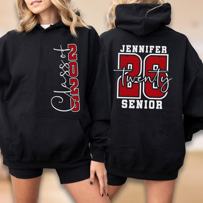 Senior Hoodie, Custom Name Class Of 2026 Sweatshirt, Graduation Gift For Her, Senior Name Sweat, Personalized High School Top