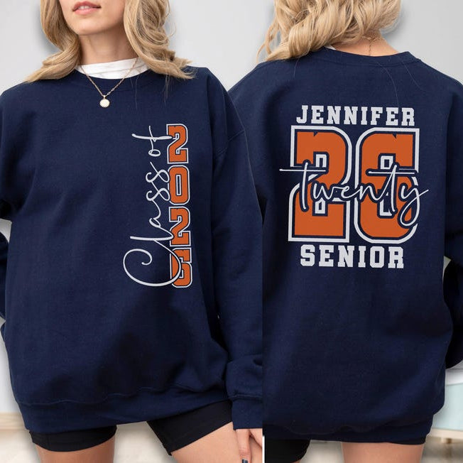 Senior Hoodie, Custom Name Class Of 2026 Sweatshirt, Graduation Gift For Her, Senior Name Sweat, Personalized High School Top