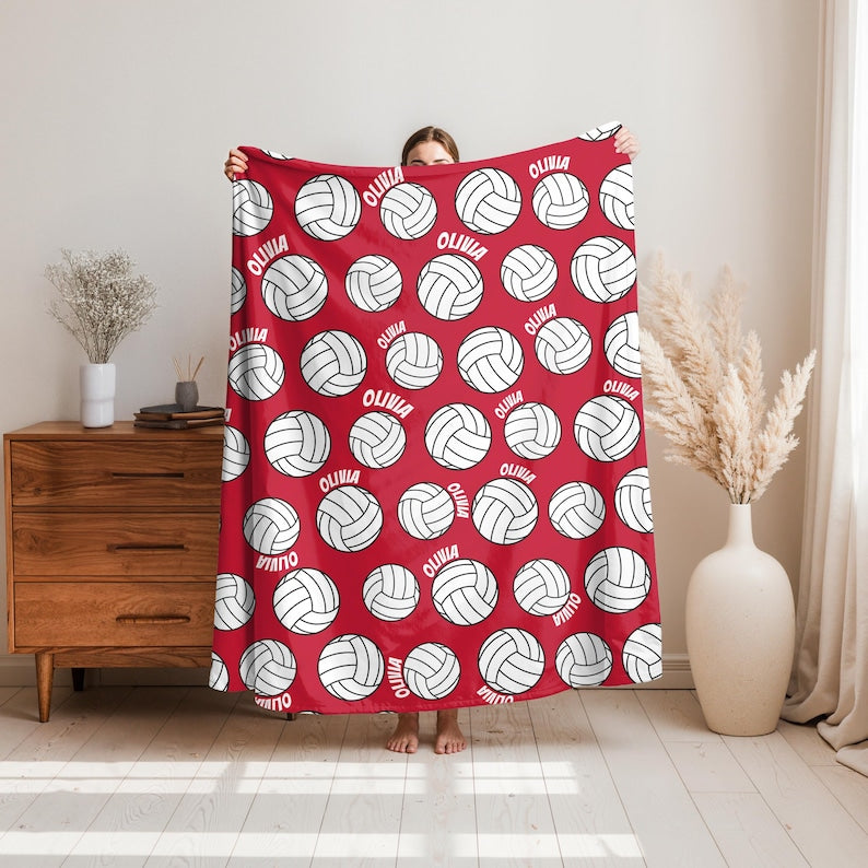 Personalized Volleyball Blanket: Custom Team blanket ,Minky or Sherpa Fleece