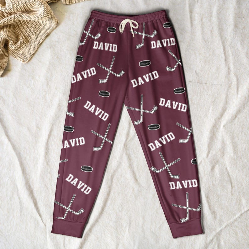 Hockey Custom Name - Personalized Sweatpants, Hockey Player Gift